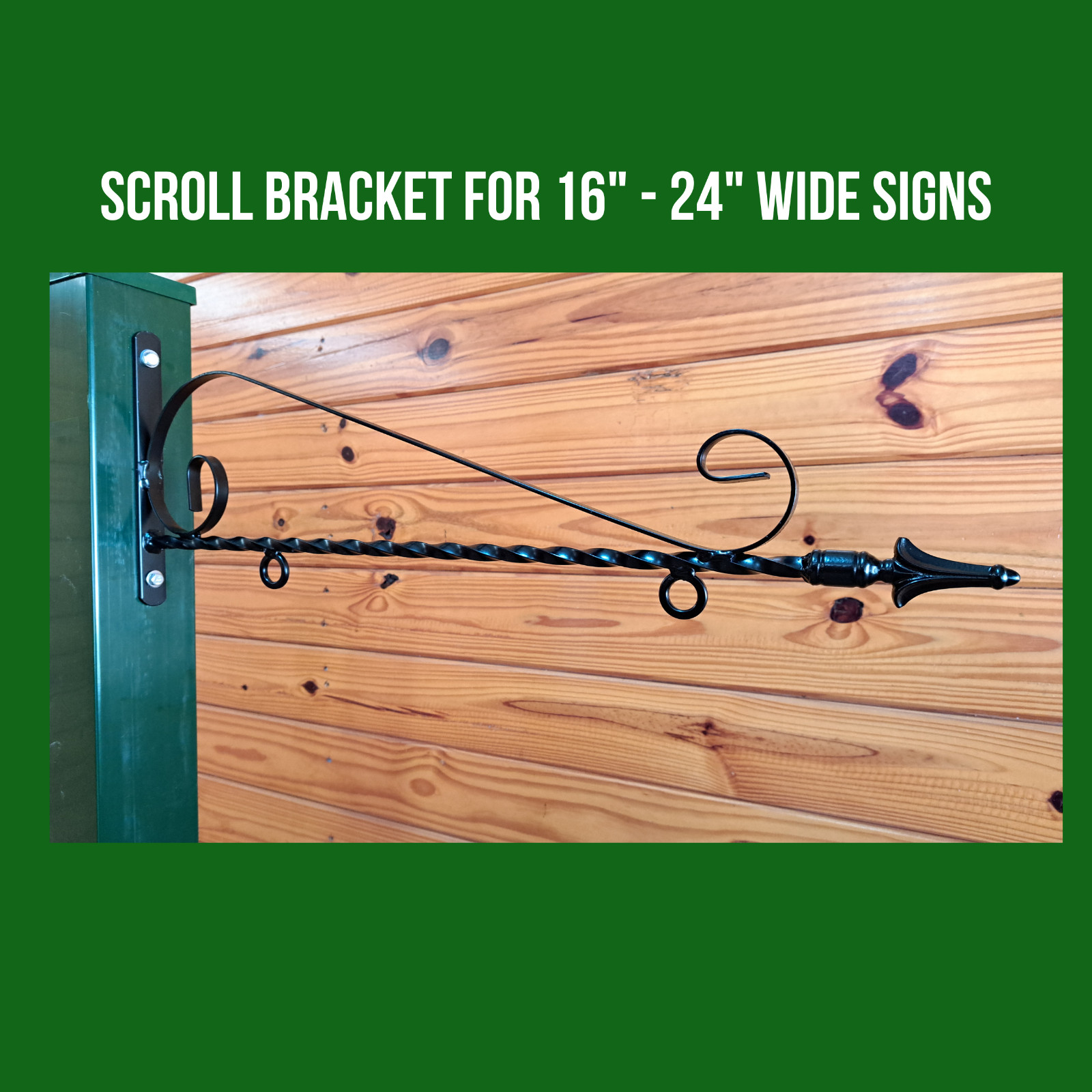 Scroll Sign Bracket Metal Wall Mounted Black Powder Coated for 16-24″ signs