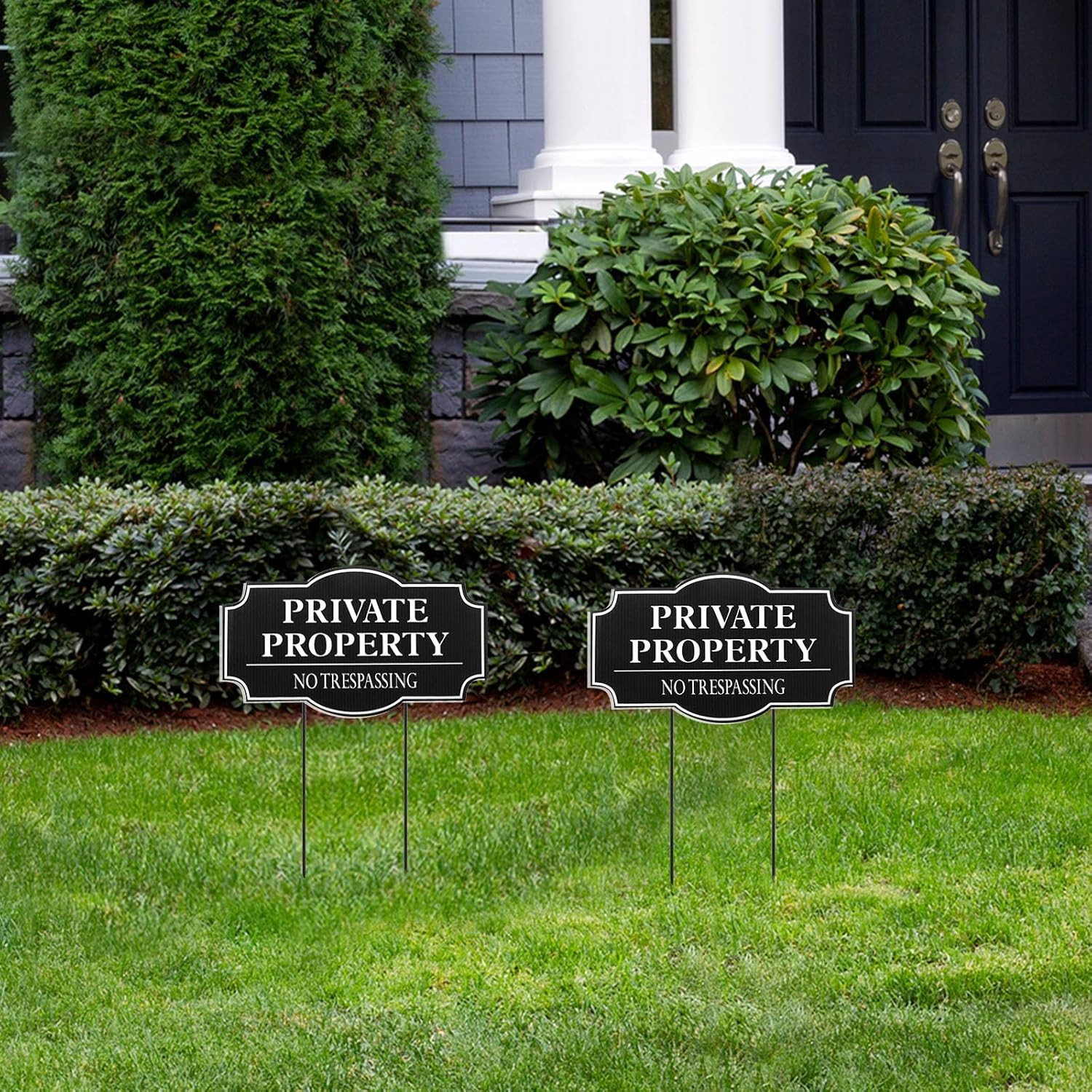 2 Pack Private Property No Trespassing Sign for House with Stake, 11.8 x 6.7 Inc
