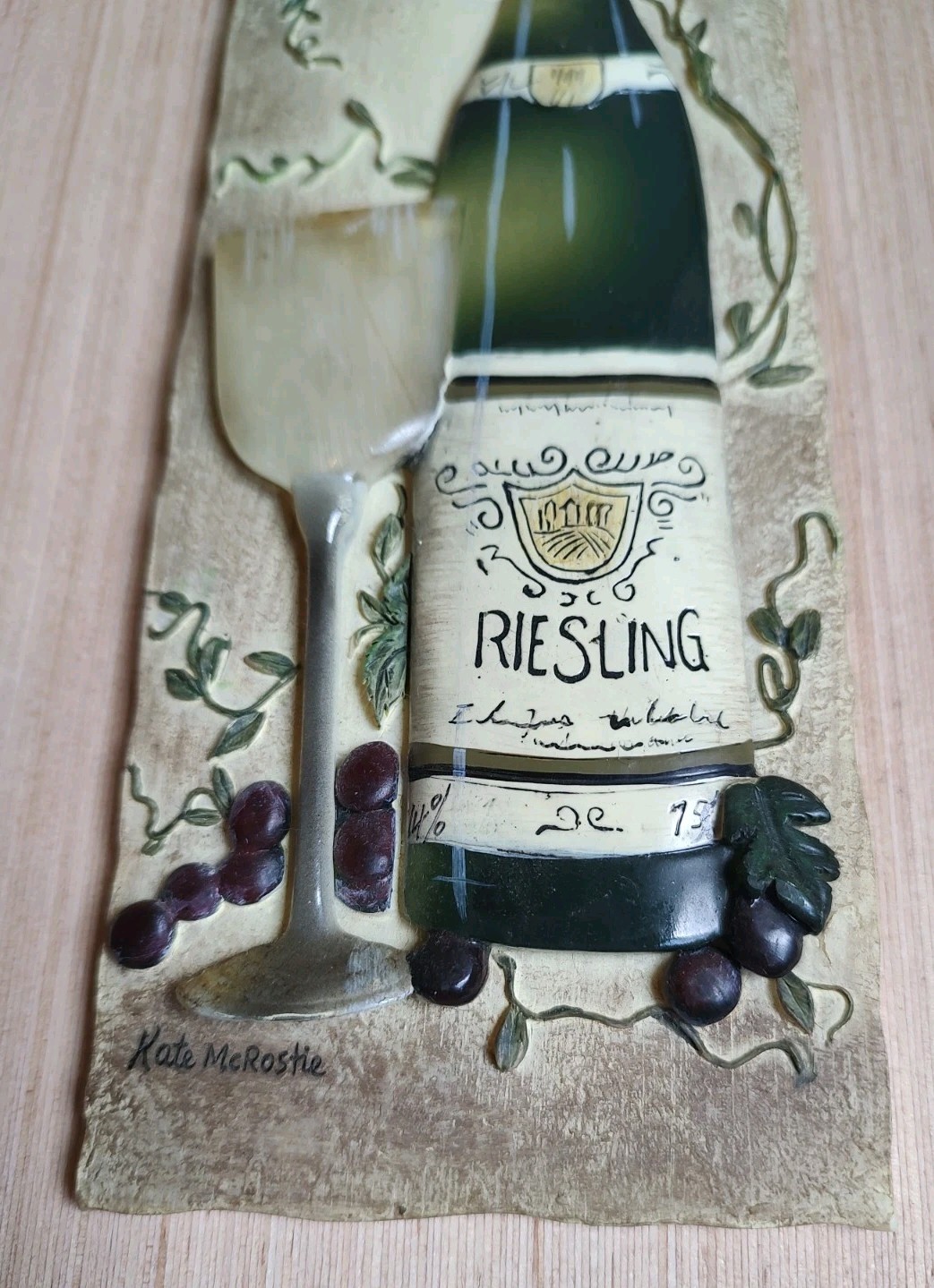 Kate McRistie Wall Art Plaque 3D Vintage and Vine Decor Dining Bottle 2005 Y2K