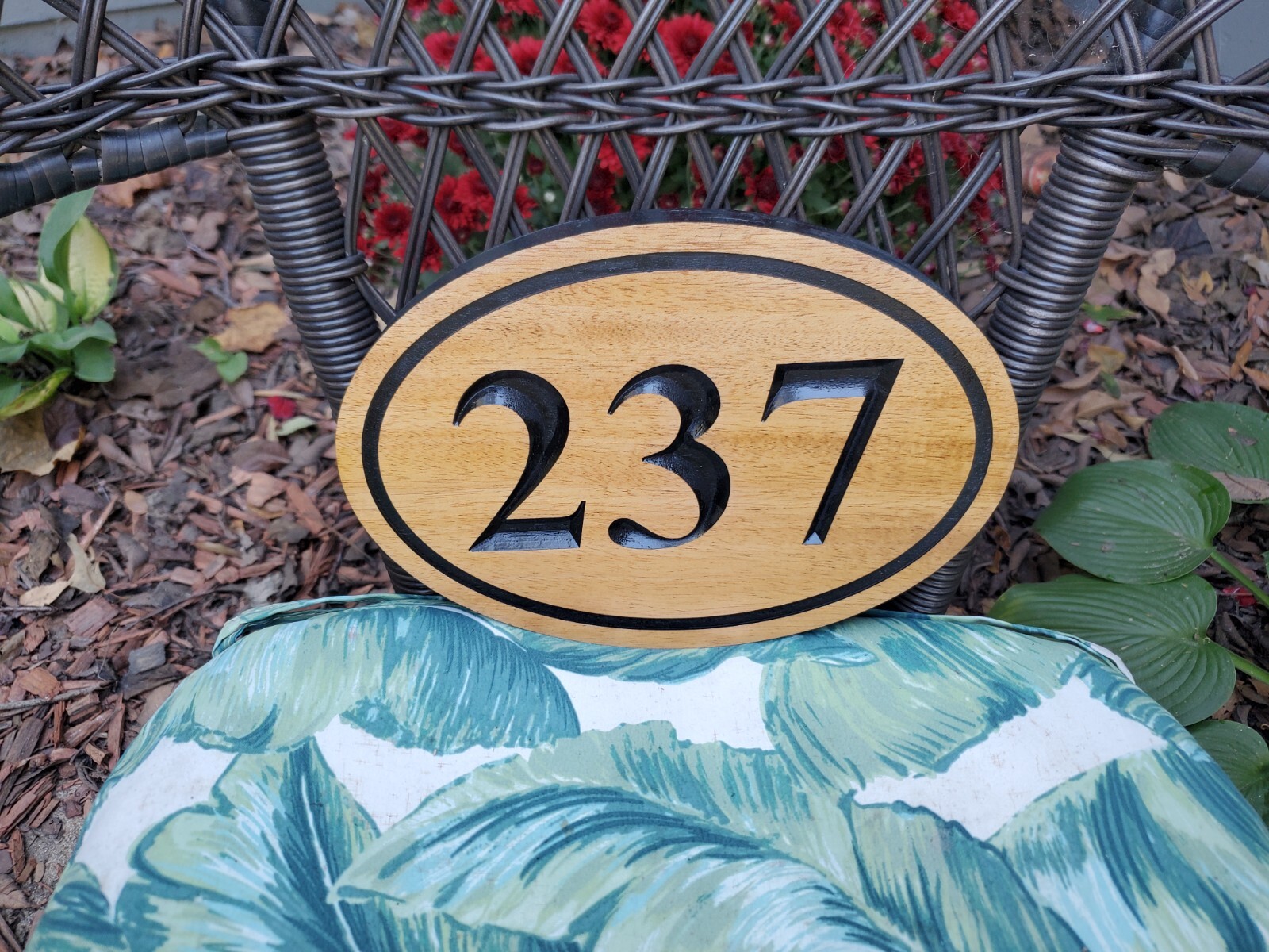 Custom House Sign Number Plaque Outdoor Wood Caved Personalized Home Oval