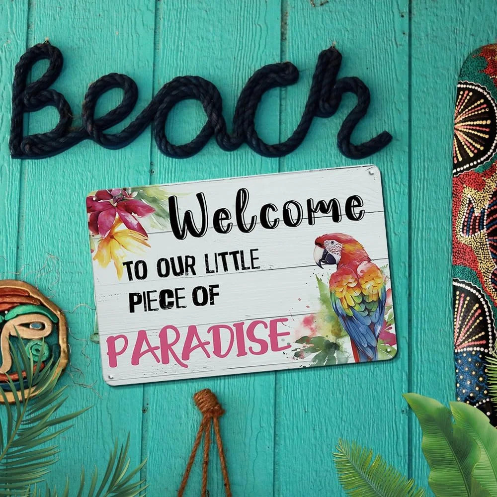 YOYI ART Patio Decor Pool Decorations Outdoor Tiki Bar Signs – Welcome To Our Li