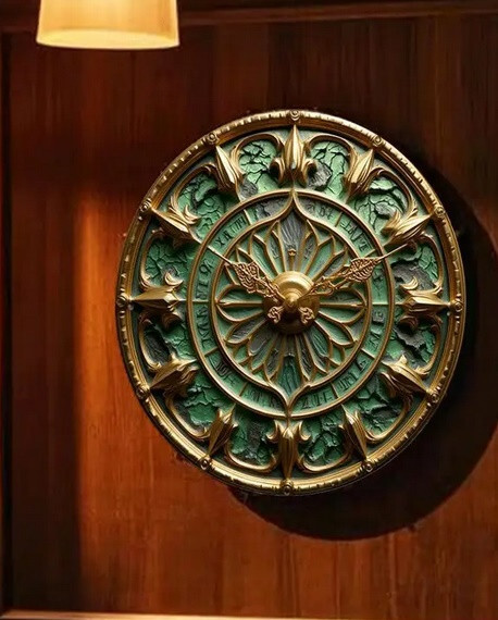 Pair Decorative Wall Plaques Green ‘Clock’ (Not a Real Clock) New! Aluminum Set
