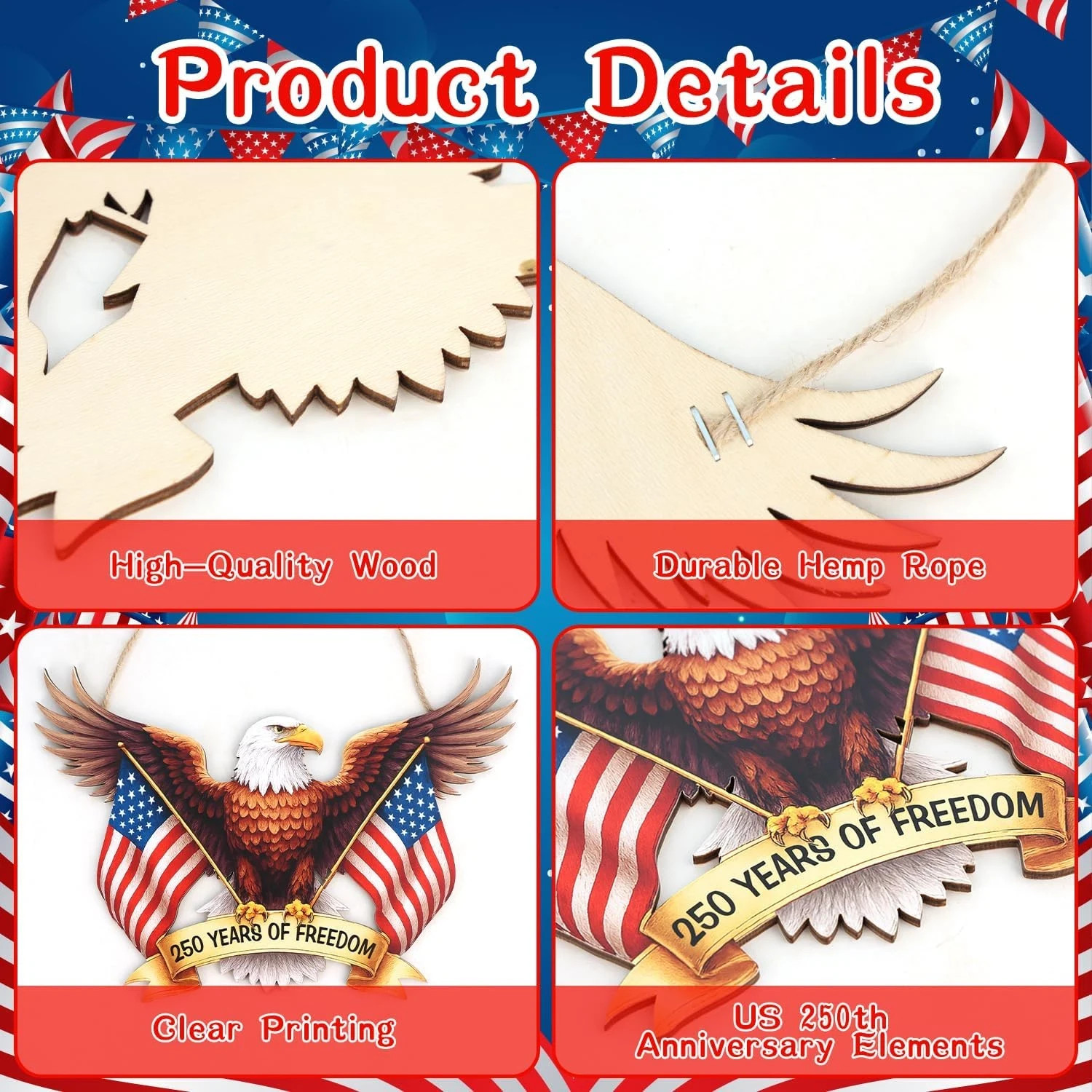 250 Anniversary 4Th of July Door Sign America Eagle 1776-2026 250 Years of Freed