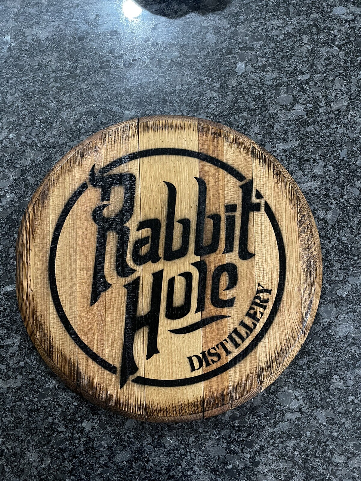 Bar Decor ( Rabbit Hole Distillery) Kentucky Bourbon Whiskey Barrel Lid wood
