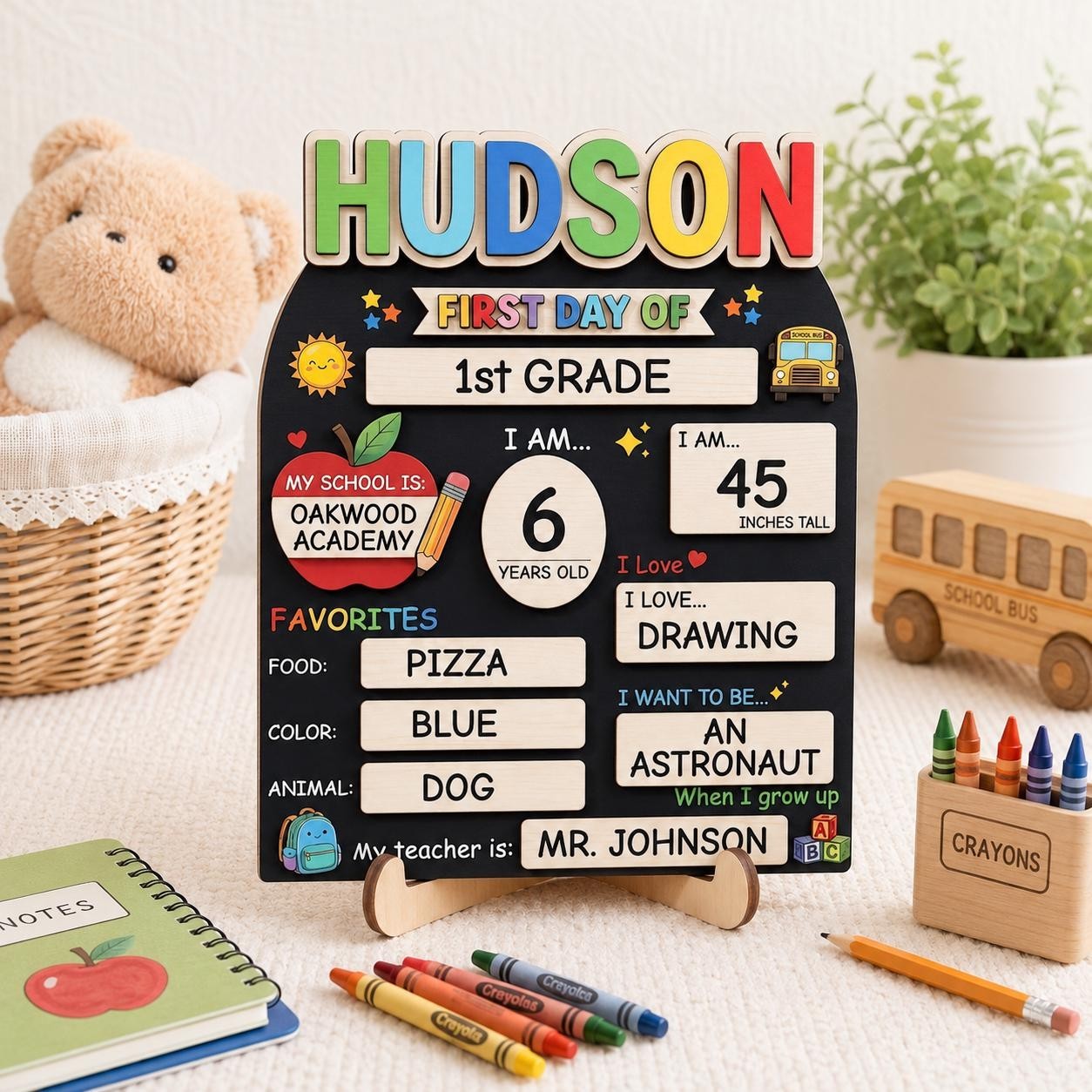 Custom First & Last Day School Sign, Reusable Wooden Photo Board