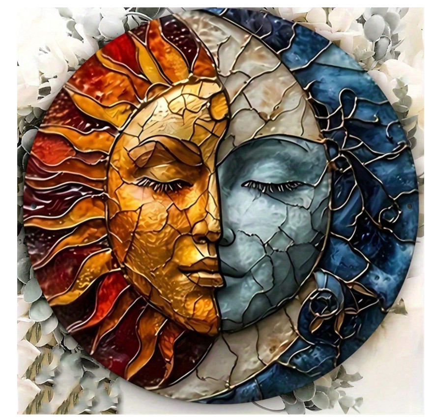 Sun & Moon Yin Yang Metal Art – Outdoor Garden & Home Welcome Wall Decor