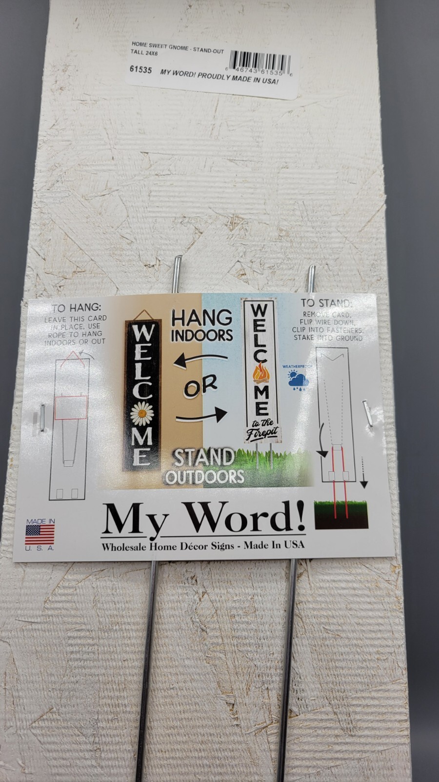 Myword! Stand Out Tall Hanging Standing Sign “Home Sweet Gnome” 24″x6″