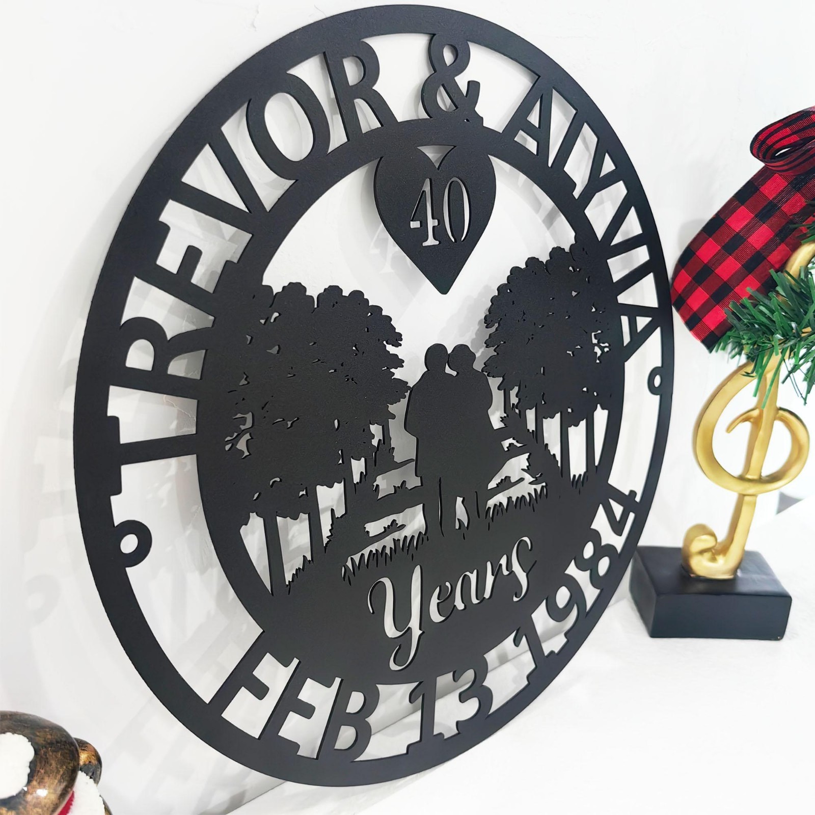 Personalized Anniversary Metal Wall Art, Custom Couple Years Sign