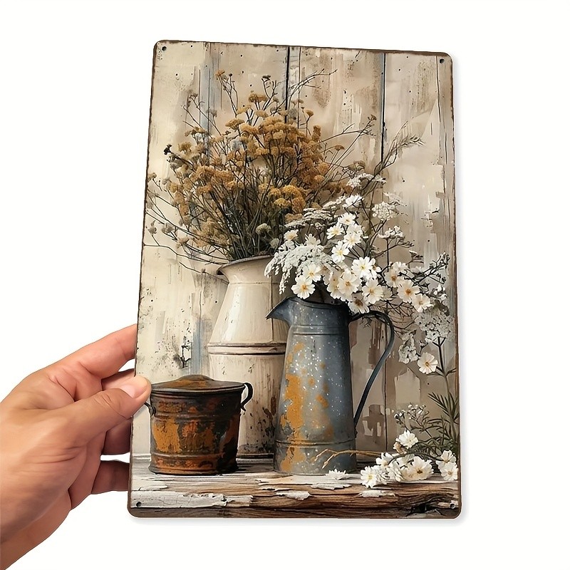 Tin Metal Sign Rectangular Decorative Nice Flowers Wall Art 8×12