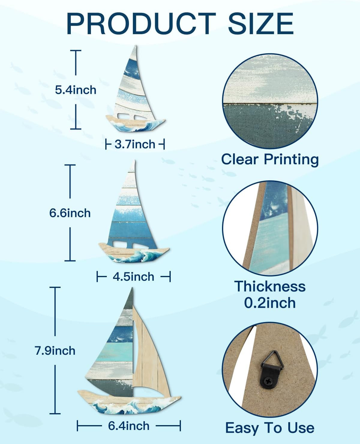 Putuo Decor 3 Pcs Vintage Sailboat Wall Art Set, Coastal Ocean Theme Decor with