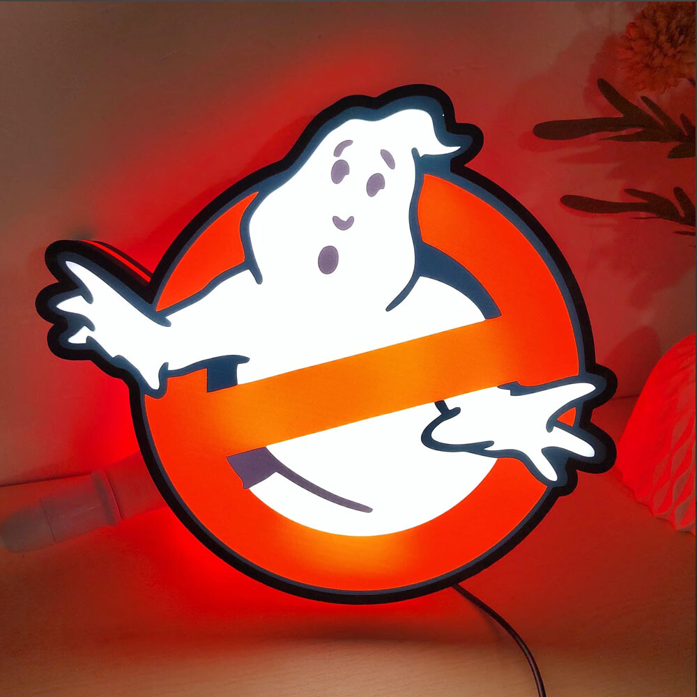 Ghostbusters Logo 3D Printed Lightbox LED Wall Sign Gameroom Decor Gift