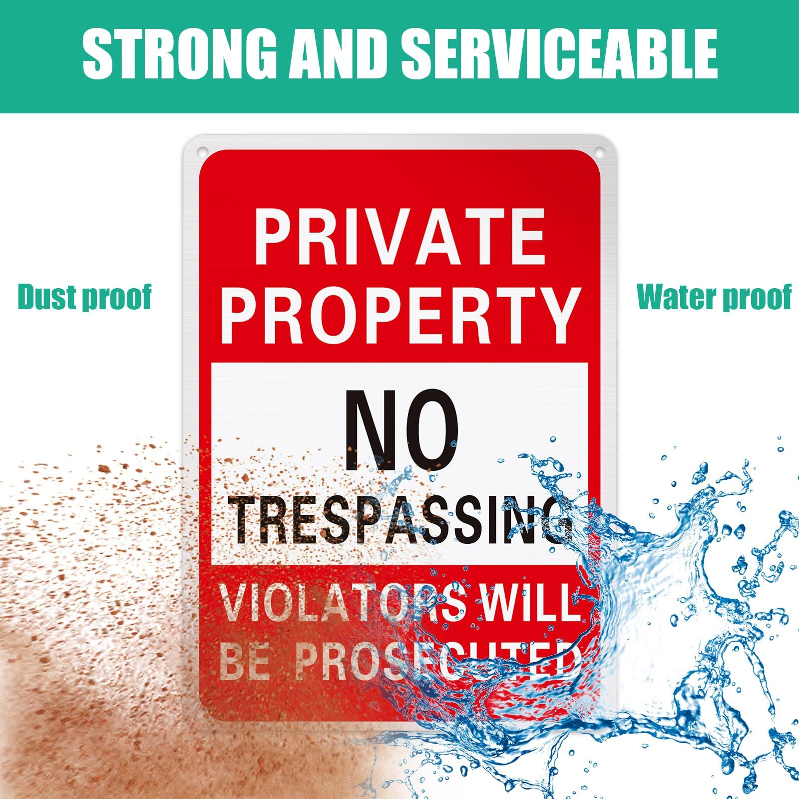 8 Pcs No Trespassing Signs Private Property Metal Rust Free Aluminum Sign Wil…
