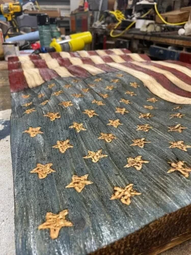 Wooden American Flag, Patriotic Flag, Charred American Flag, Rustic Designer