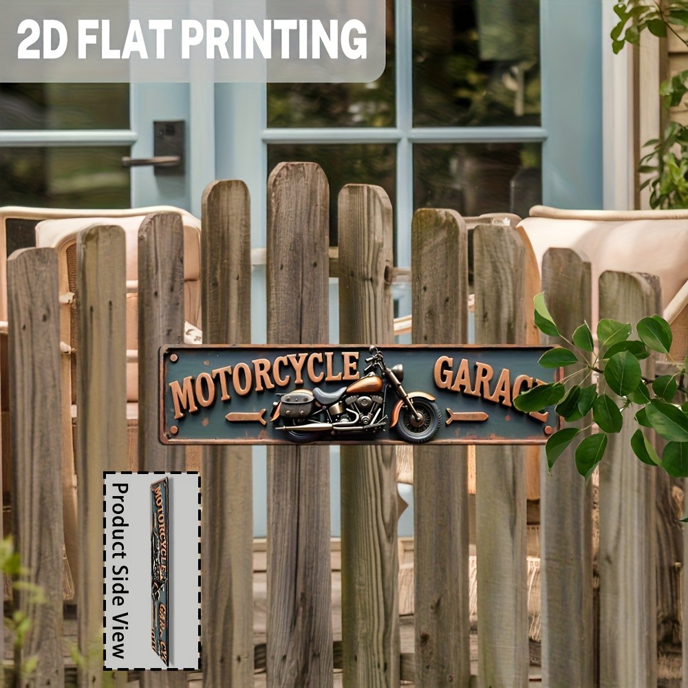 Metal Sign Vintage Motorcycle Garage Bike Graphic Rustic Biker Man Cave Decor