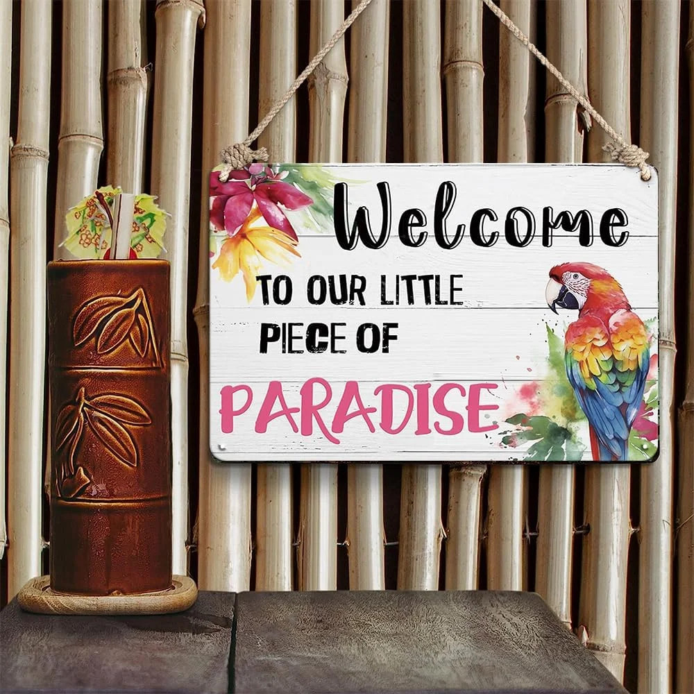 YOYI ART Patio Decor Pool Decorations Outdoor Tiki Bar Signs – Welcome To Our Li