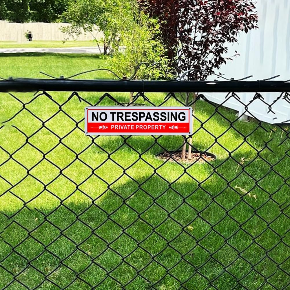 Kichwit 2 Pack Private Property No Trespassing Metal Sign for House Door or Fenc
