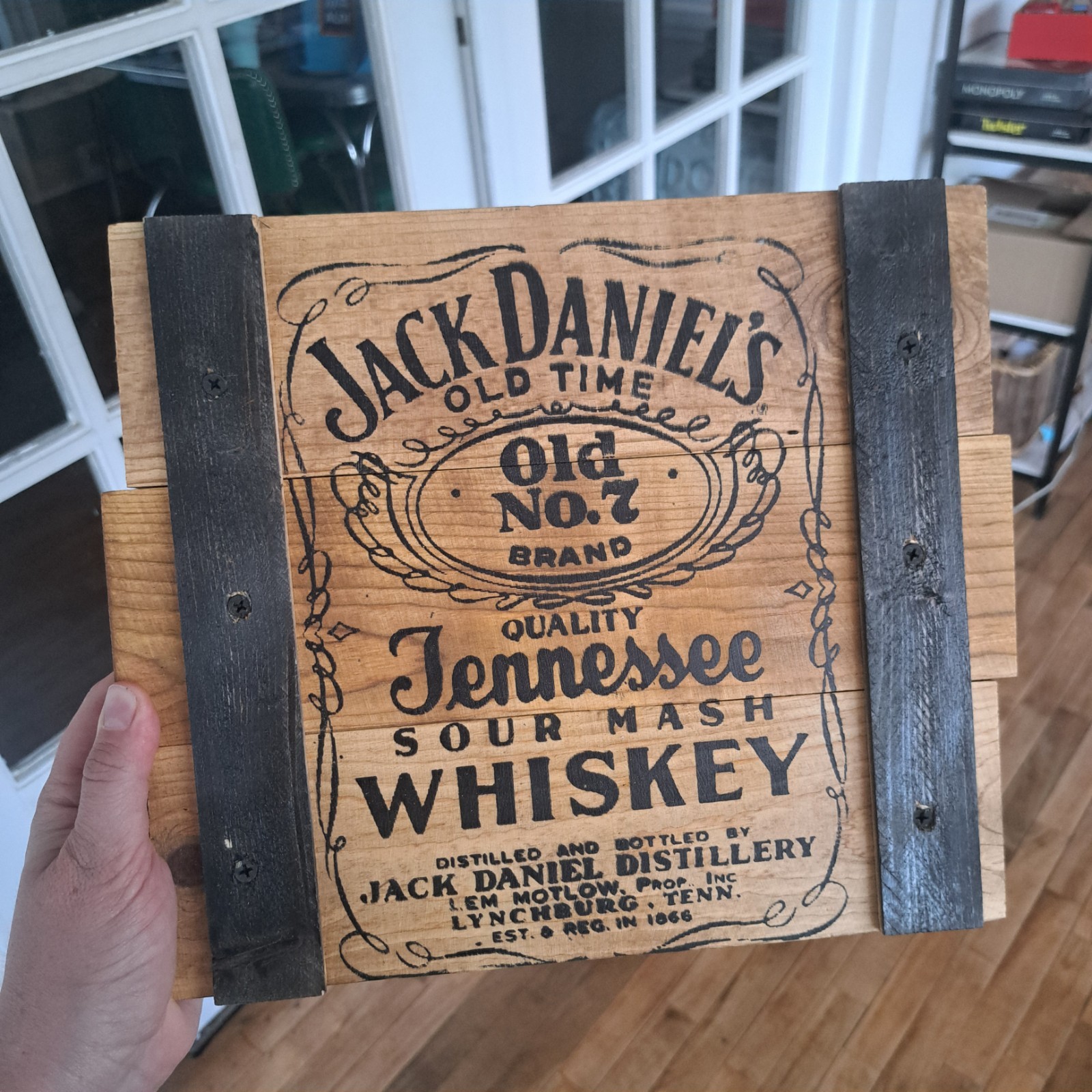 Jack Daniels Wooden Wall Hang Decor Sign 11×13″ Brown Liquor Garage Man Cave