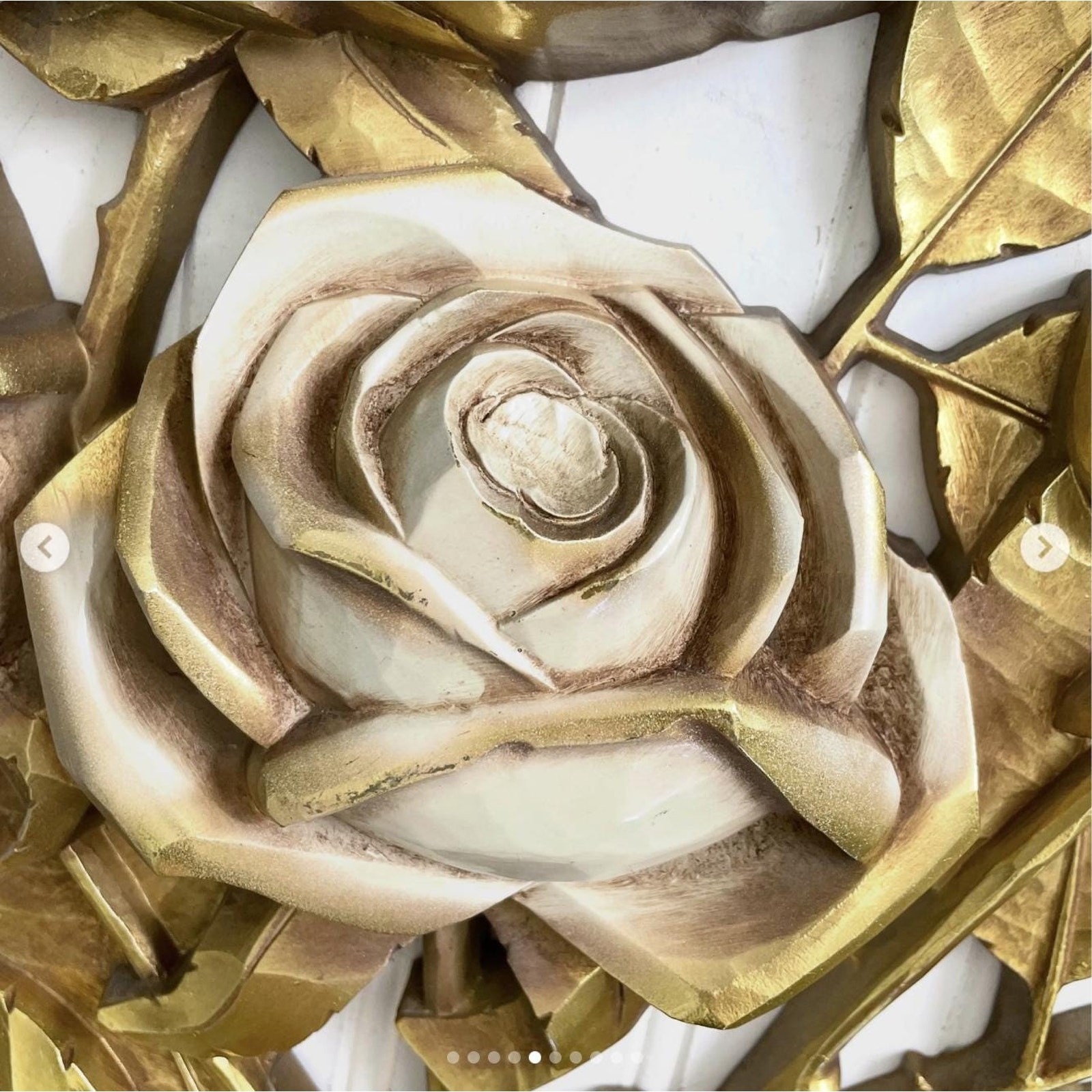 Vintage MCM Wall Hanging Roses Flower Plaque Resin Plastic Home Decor Syroco x2