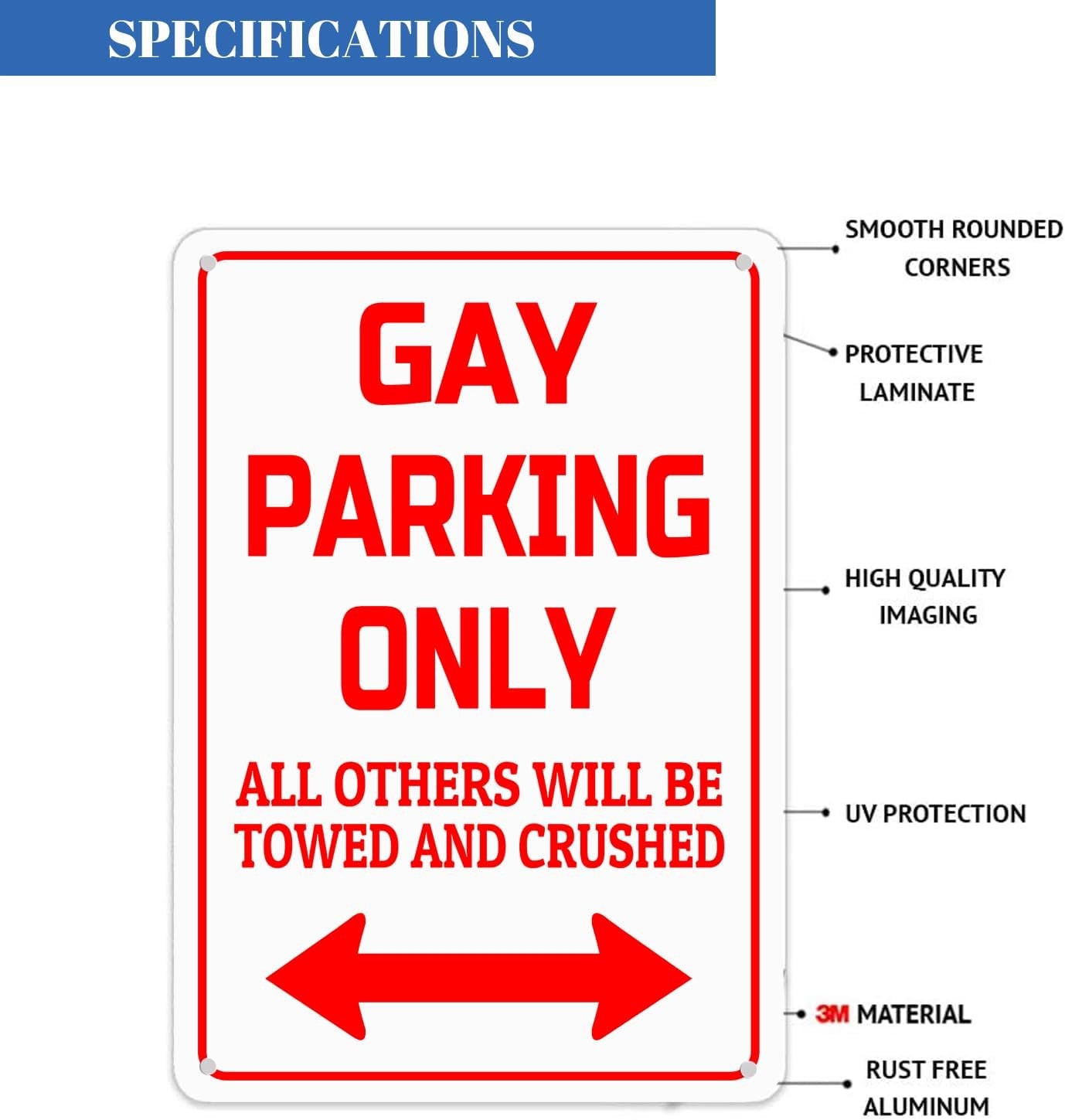 Gay Parking Only Sign Funny Plaque Garage Bar Wall Decor 12x8inches,