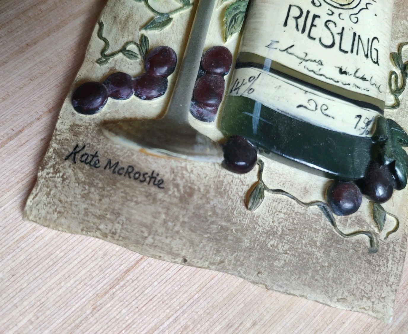 Kate McRistie Wall Art Plaque 3D Vintage and Vine Decor Dining Bottle 2005 Y2K