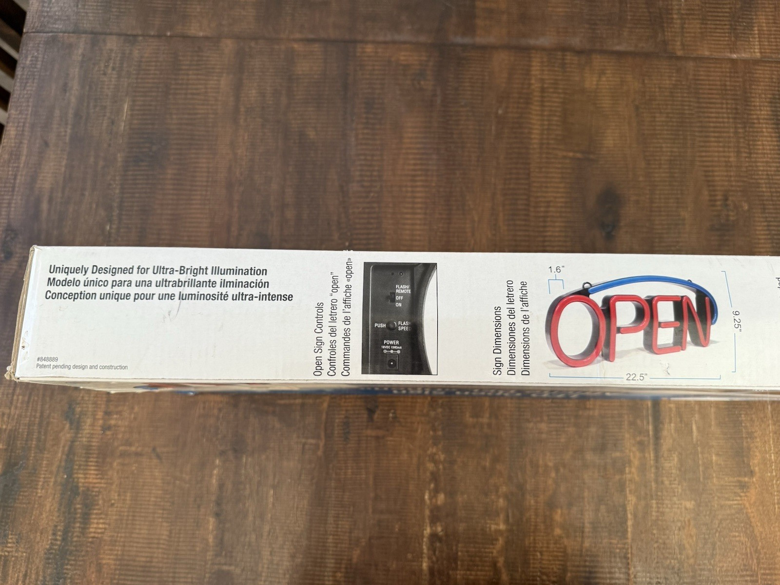 Hillman Plastic Indoor and Outdoor LED Lighted Open Sign 848889 w/ Remote