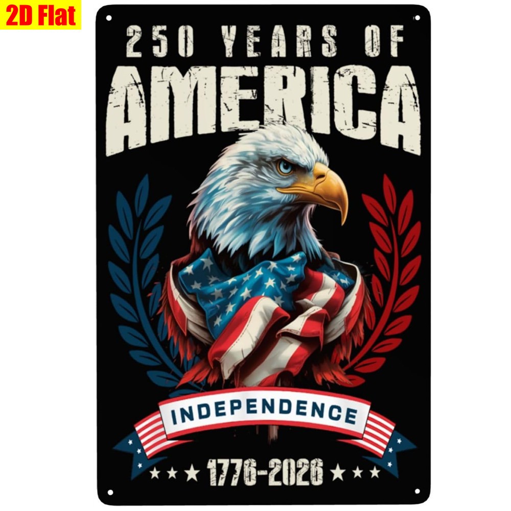 Retro 250 Years of America Metal Sign 4th of July Patriotic Independence Decor