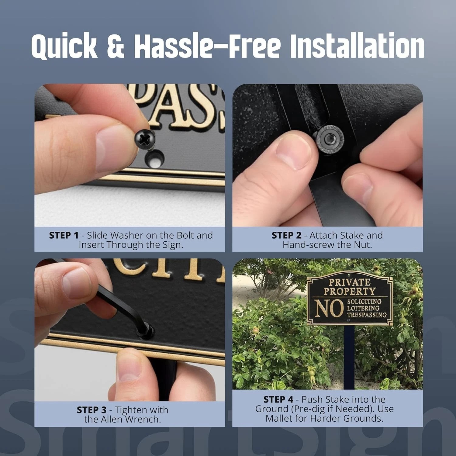Sturdy Private Property Yard Plaque – 5.75″ x 9.5″ Easy Mounting with Lawn Stake
