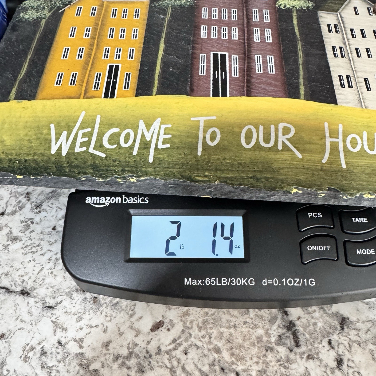 Hand Painted Welcome to Our Home Slate Wall Hanging Leather Strap Cottagecore