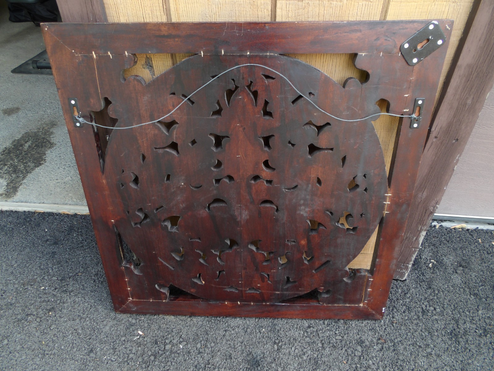 Vintage Handcarved Wood Wall Panel 30″x30″ Fleur De Lis, Rope Design