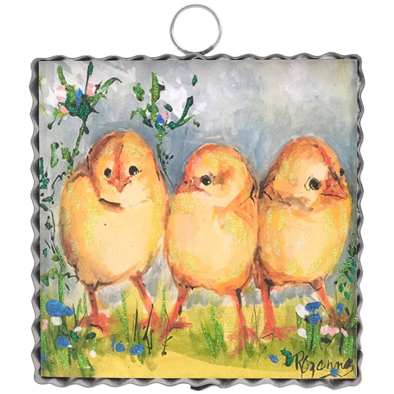 The Round Top Collection Mini Three Baby Chicks Print 6x6x1