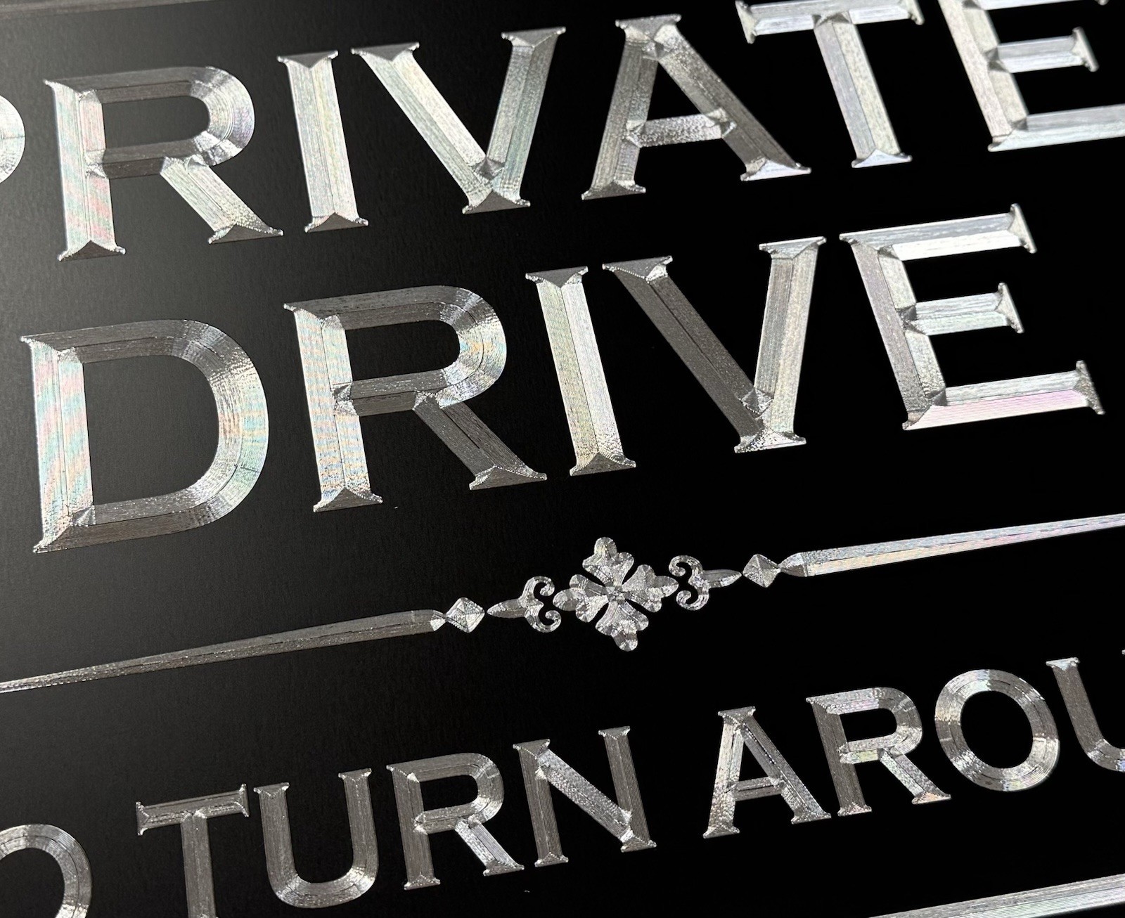 Reflective Diamond Etched Private Property Drive No Turn Around Yard Sign 12×9