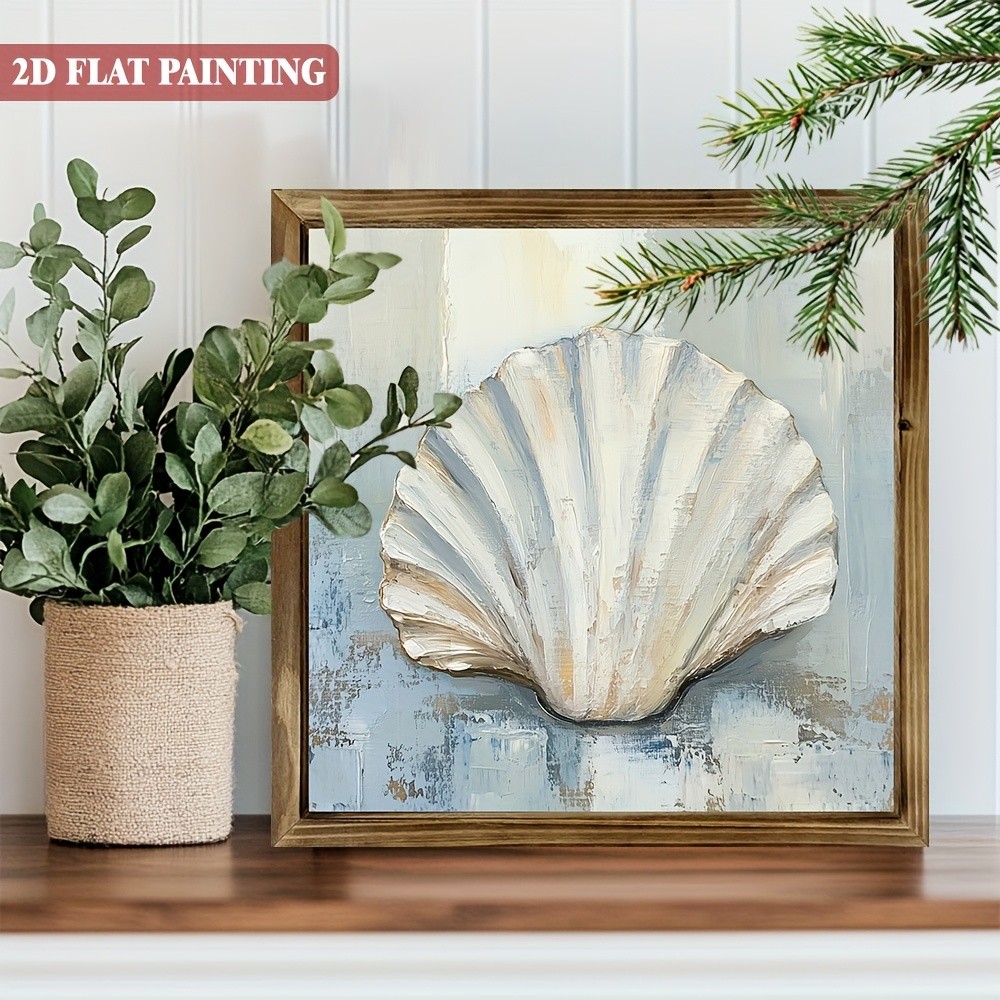 2D Rustic Blue Shell Watercolor Wood Sign Coastal Beach Decor Ocean Lovers’ Gift