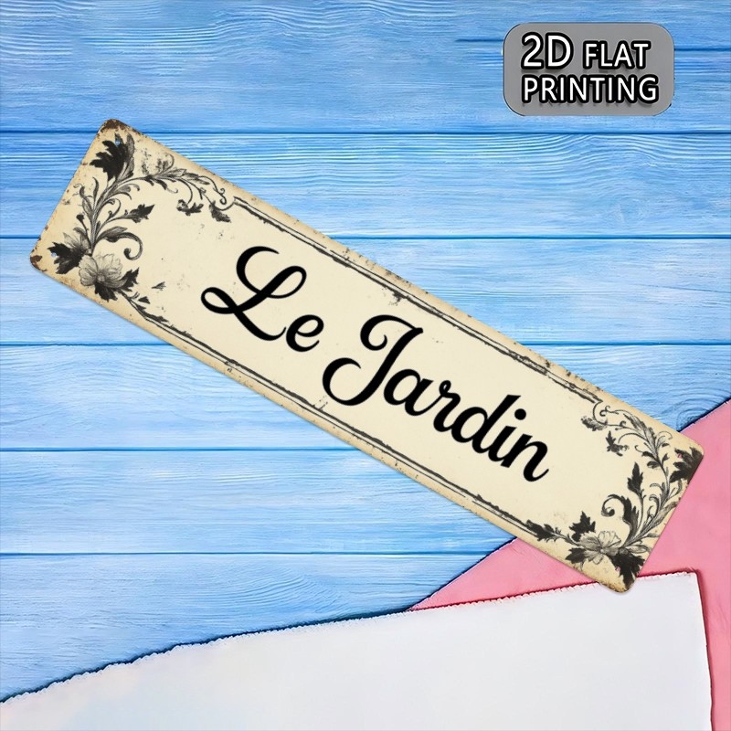 Ornate Scroll Floral Metal Wall Sign Le Jardin French Country Garden Plaque