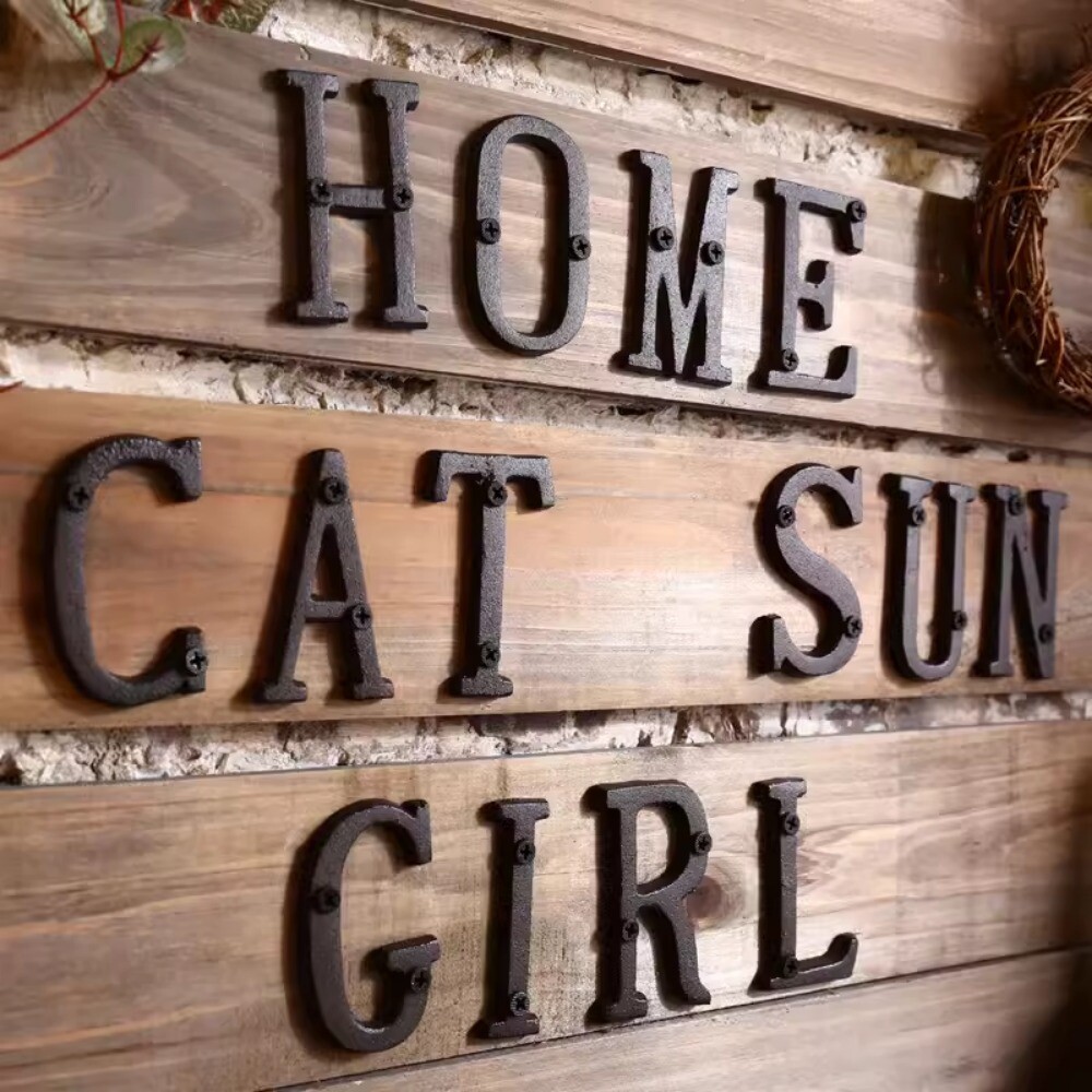 Cast Wrought Iron Black Antique Xmas House Door Alphabet Letters and Numbers US