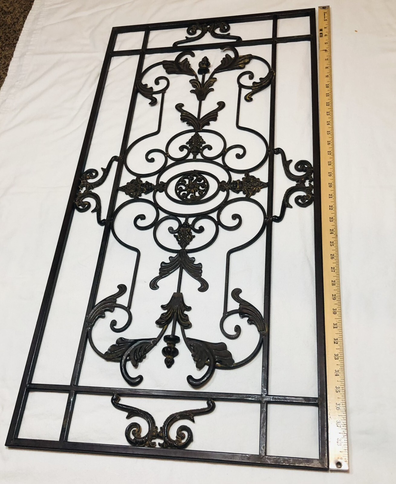 Wrought Iron Rectangular Rustic Wall Decor Scroll Design 39 in x 19.5 in