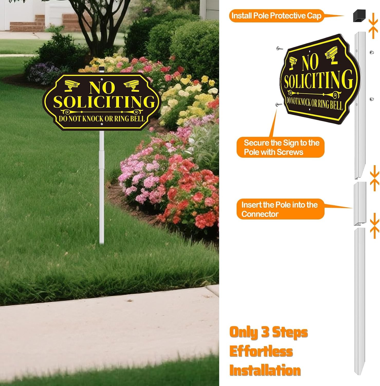 No Soliciting Sign Heavy Duty Aluminum Yard Stake 14×7 with 28″ Post