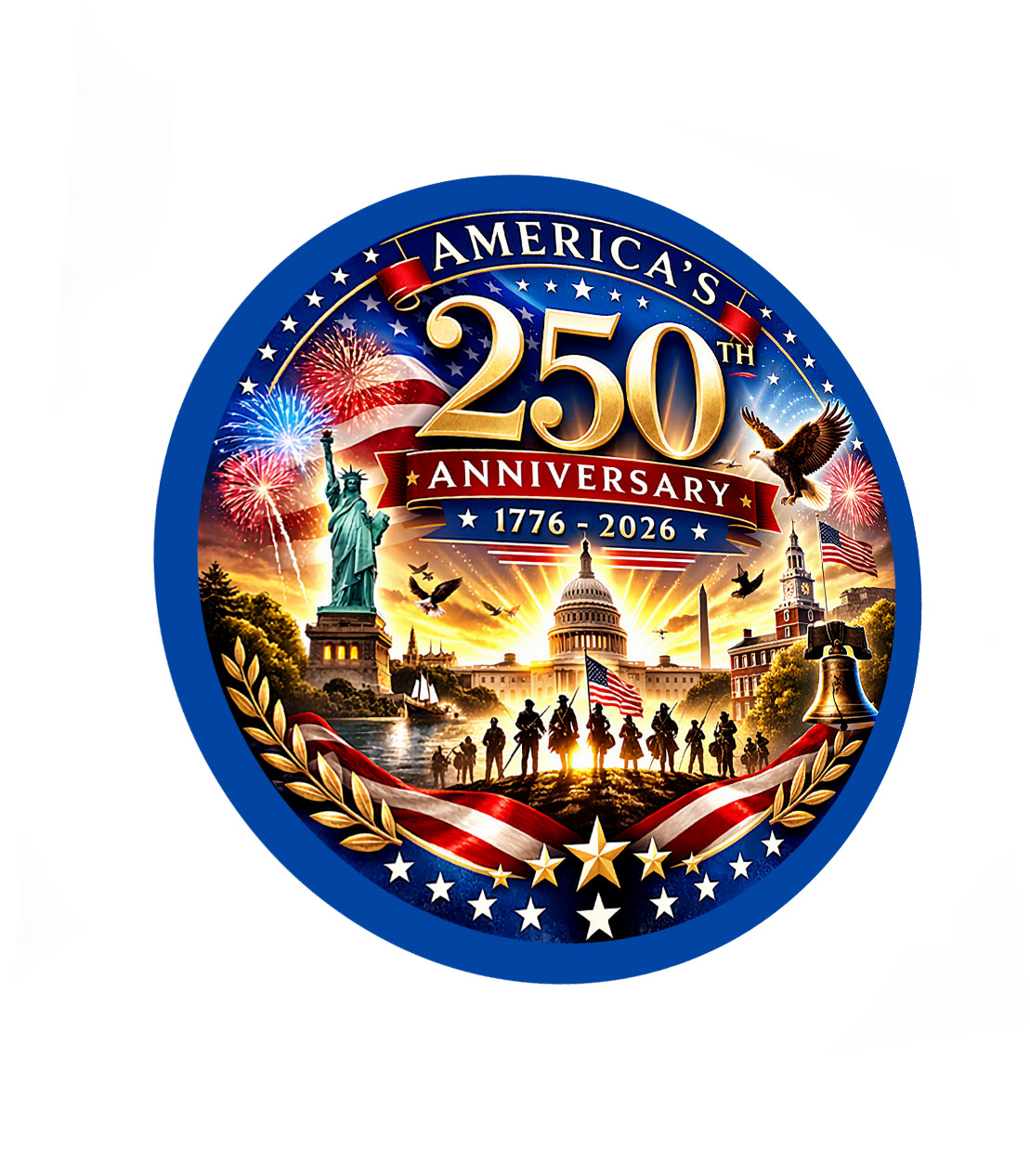USA 250 Years Anniversary Independence Sign Sticker United States Collectible