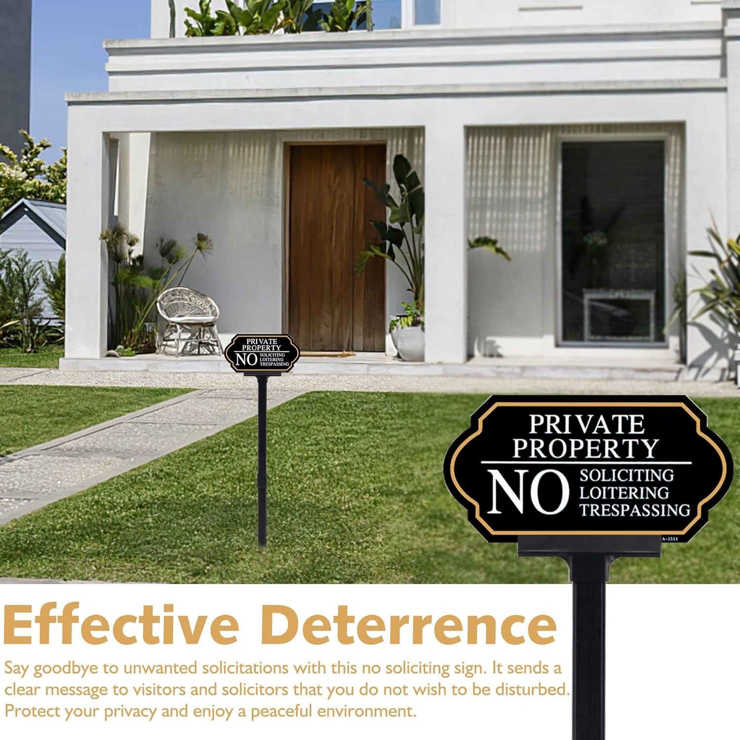 Private Property No Soliciting Sign with Stake – 5×10 Inches for Lawns & Gardens
