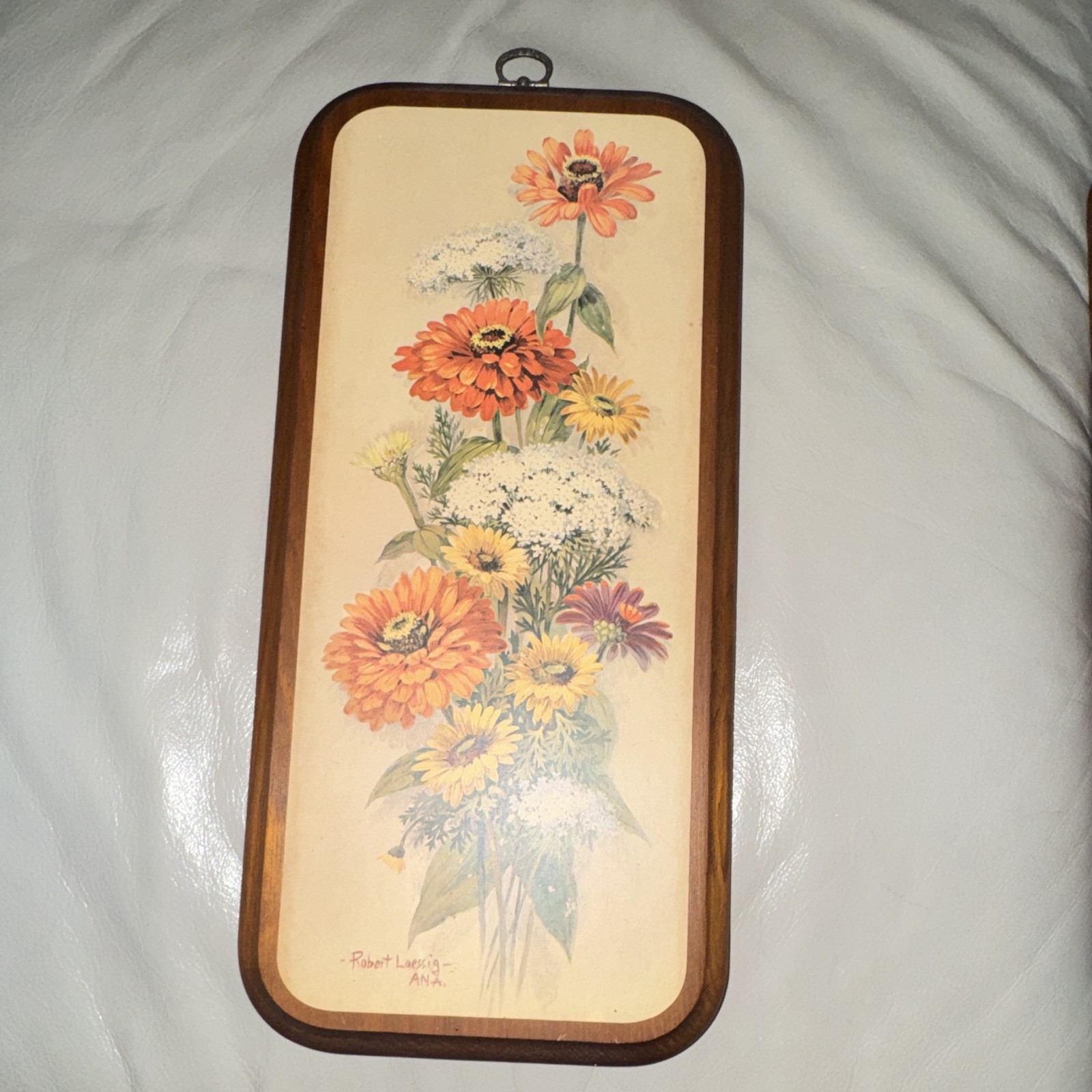 Set of 4 Vintage Floral Wood Rectangular Wall Plaques Hanging Vertical Decor