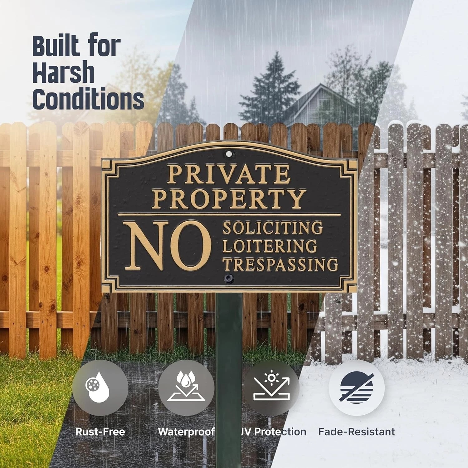 Sturdy Private Property Yard Plaque – 5.75″ x 9.5″ Easy Mounting with Lawn Stake