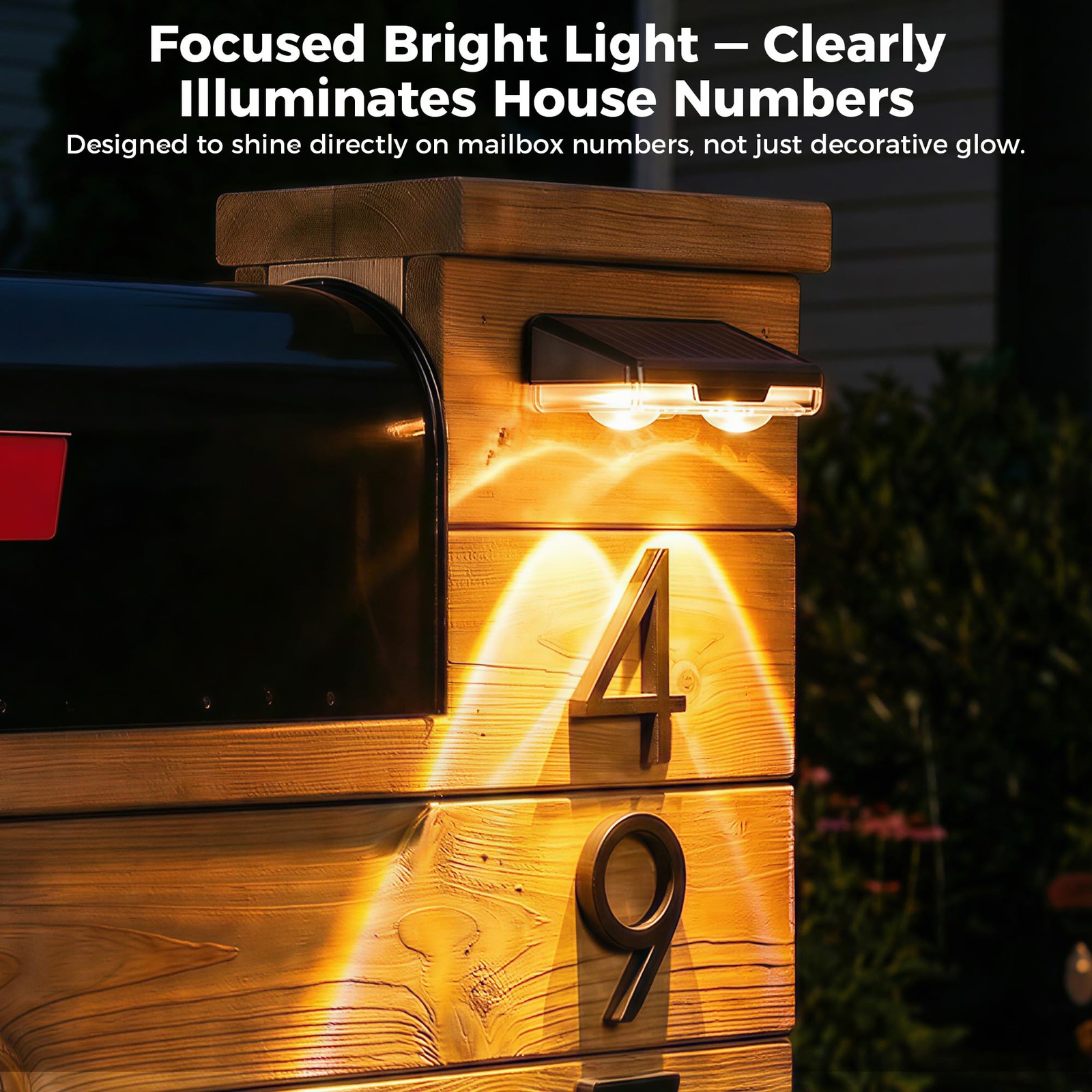 Solar Mailbox Lights 2 Pack, Outdoor Waterproof House Number Light, Dusk to D…
