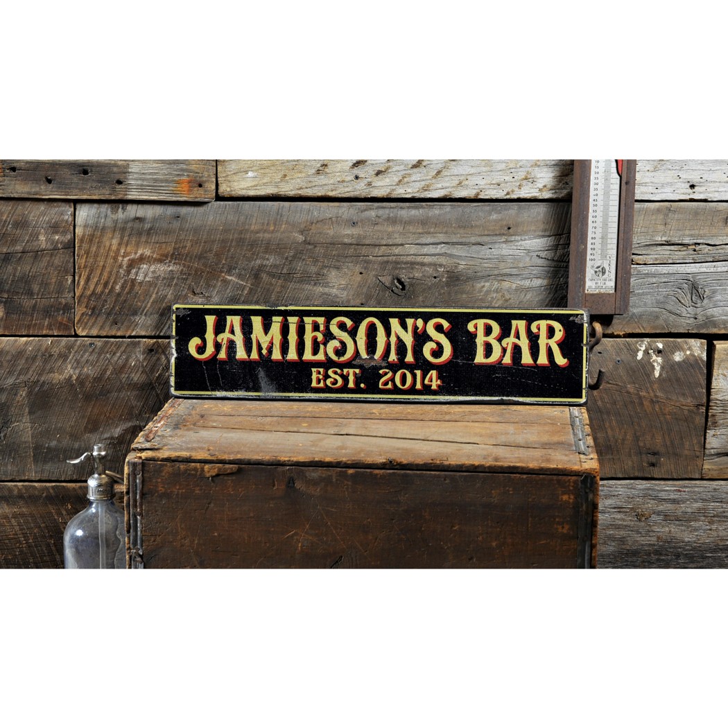 Custom Bar Est Date Sign – Rustic Hand Made Distressed Wood