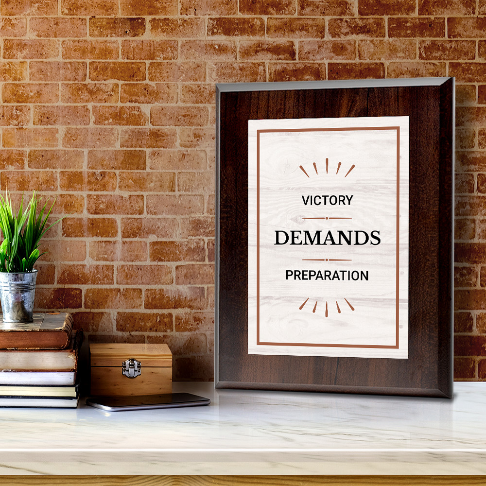 Victory Demands Preparation Decorative Wall Plaque With Easel Acrylic Stand