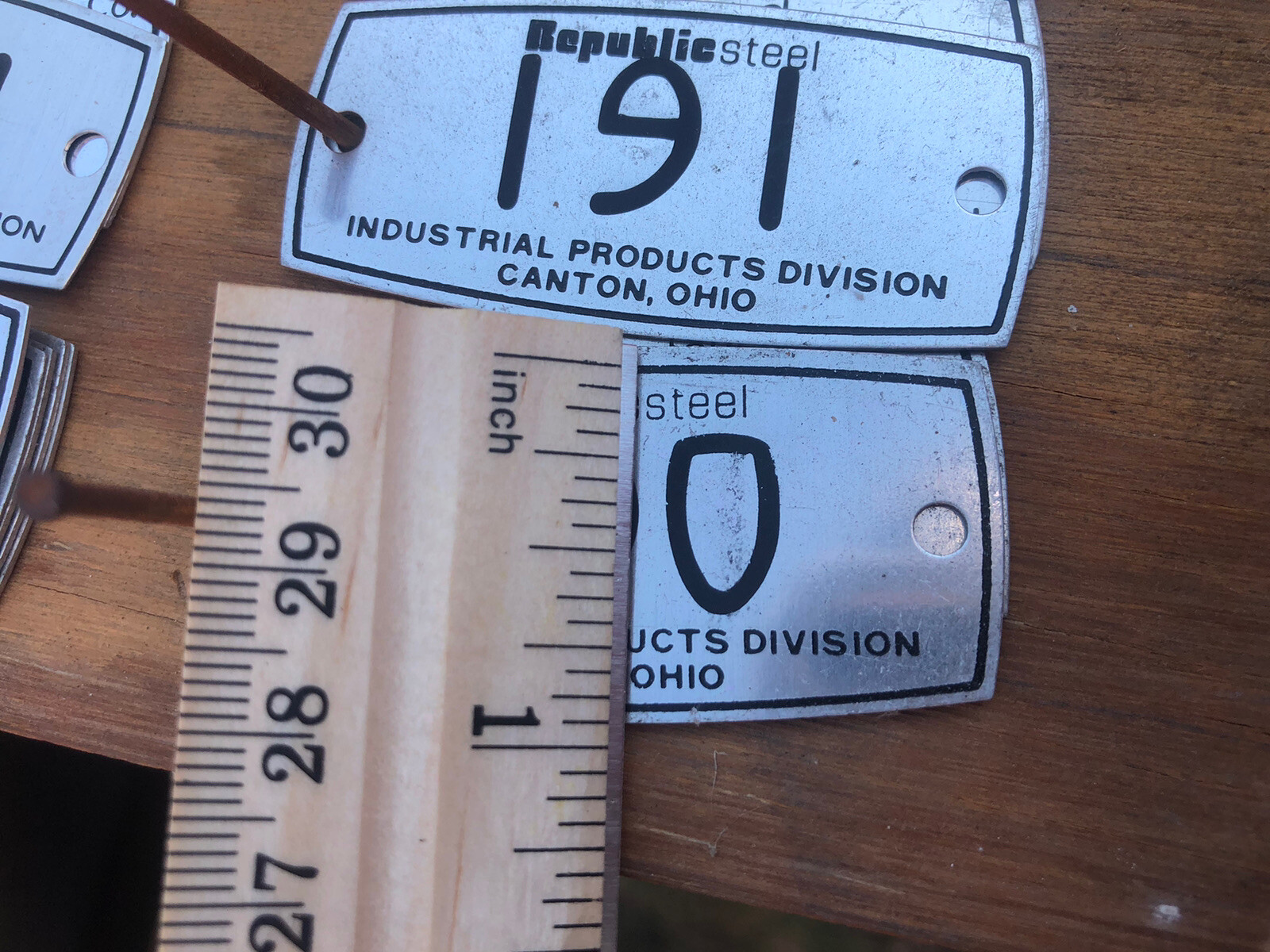Vintage Metal Locker Number Tag 2″x1″ Plate Republic Steel Canton Ohio Steampunk