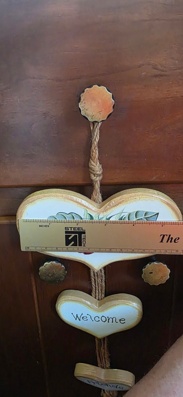 Hand-Painted Wooden Heart “Welcome Friends” Strawberry Design Cottagecore Decor
