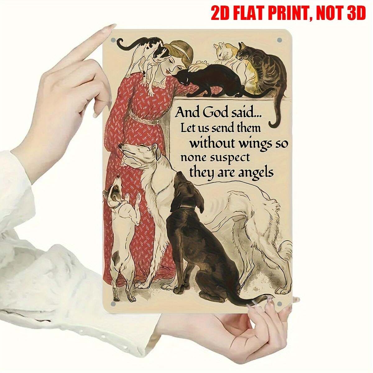 Vintage Pet Lover Metal Tin Sign Funny Animal Wall Art Home Decor Cafe Cat & Dog