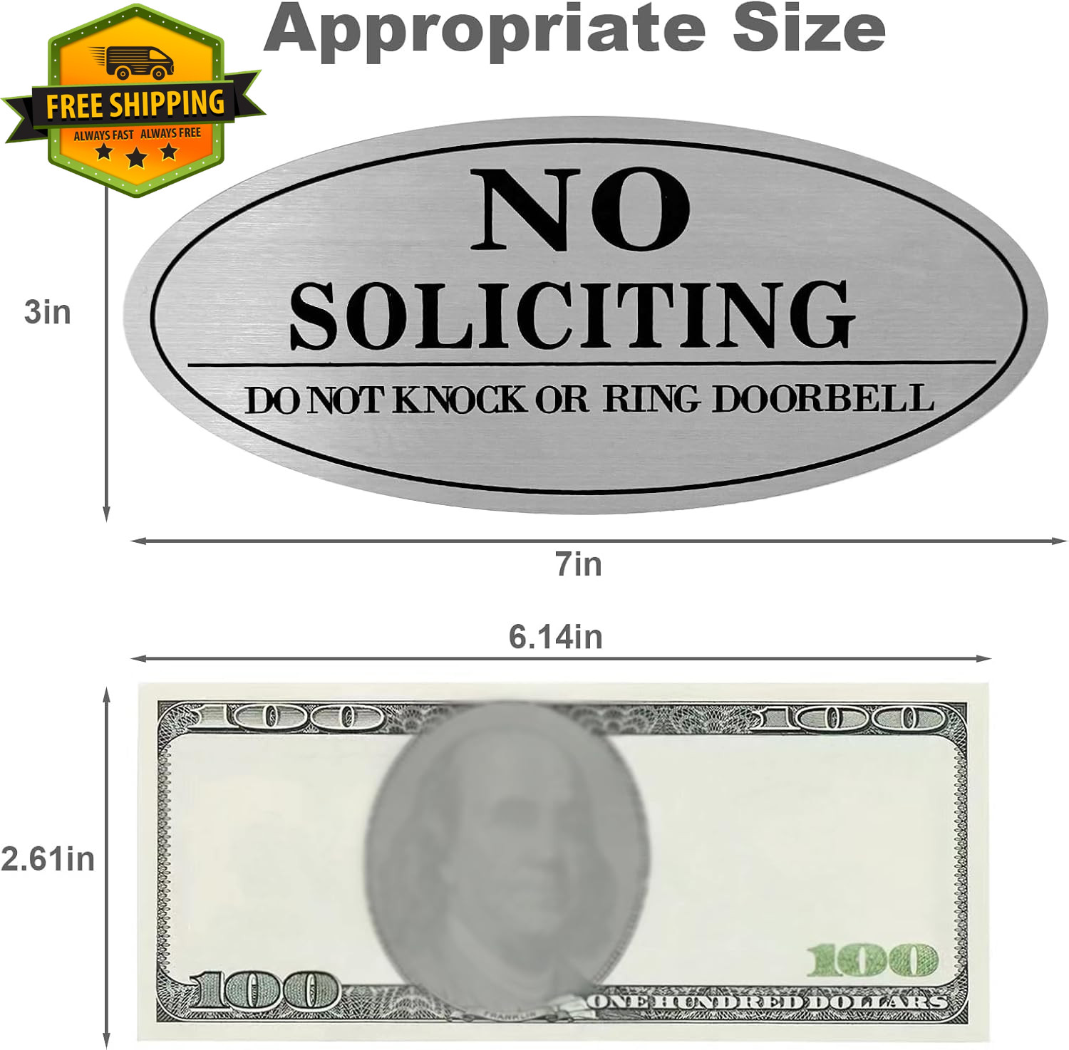 2 Pack No Soliciting Signs Metal Front Door Sticker Do Not Knock Ring Bell Sign