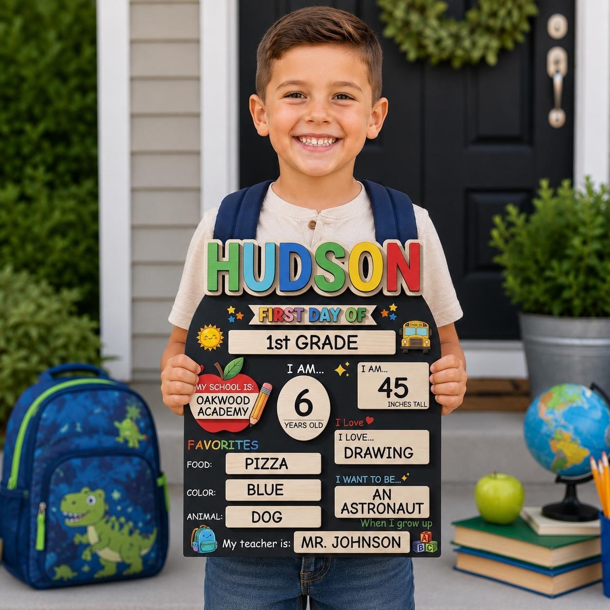 Custom First & Last Day School Sign, Reusable Wooden Photo Board