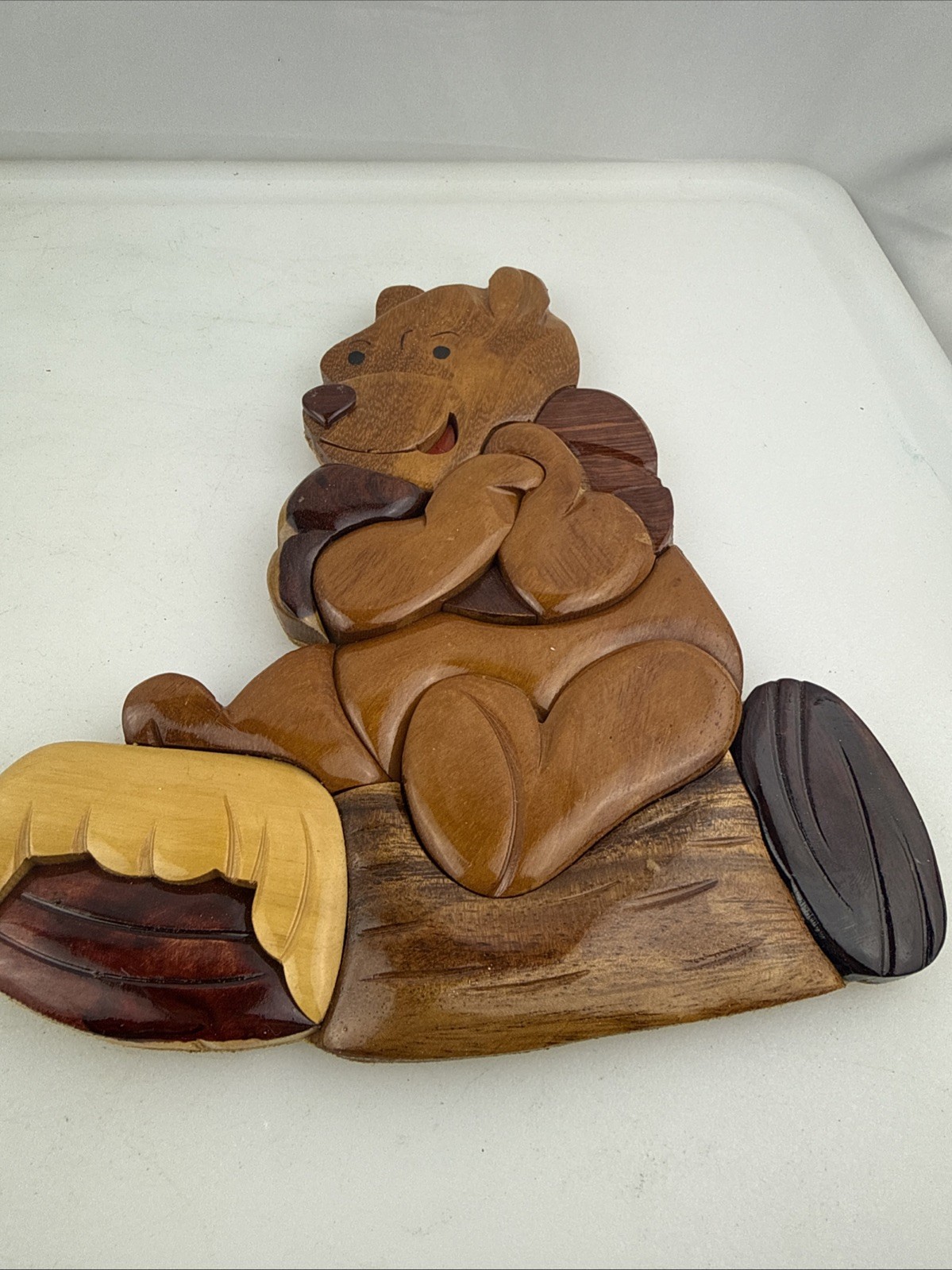Handmade Glossy Finish Winnie The Pooh 3D Wooden Wall Art Nursery Home Decor