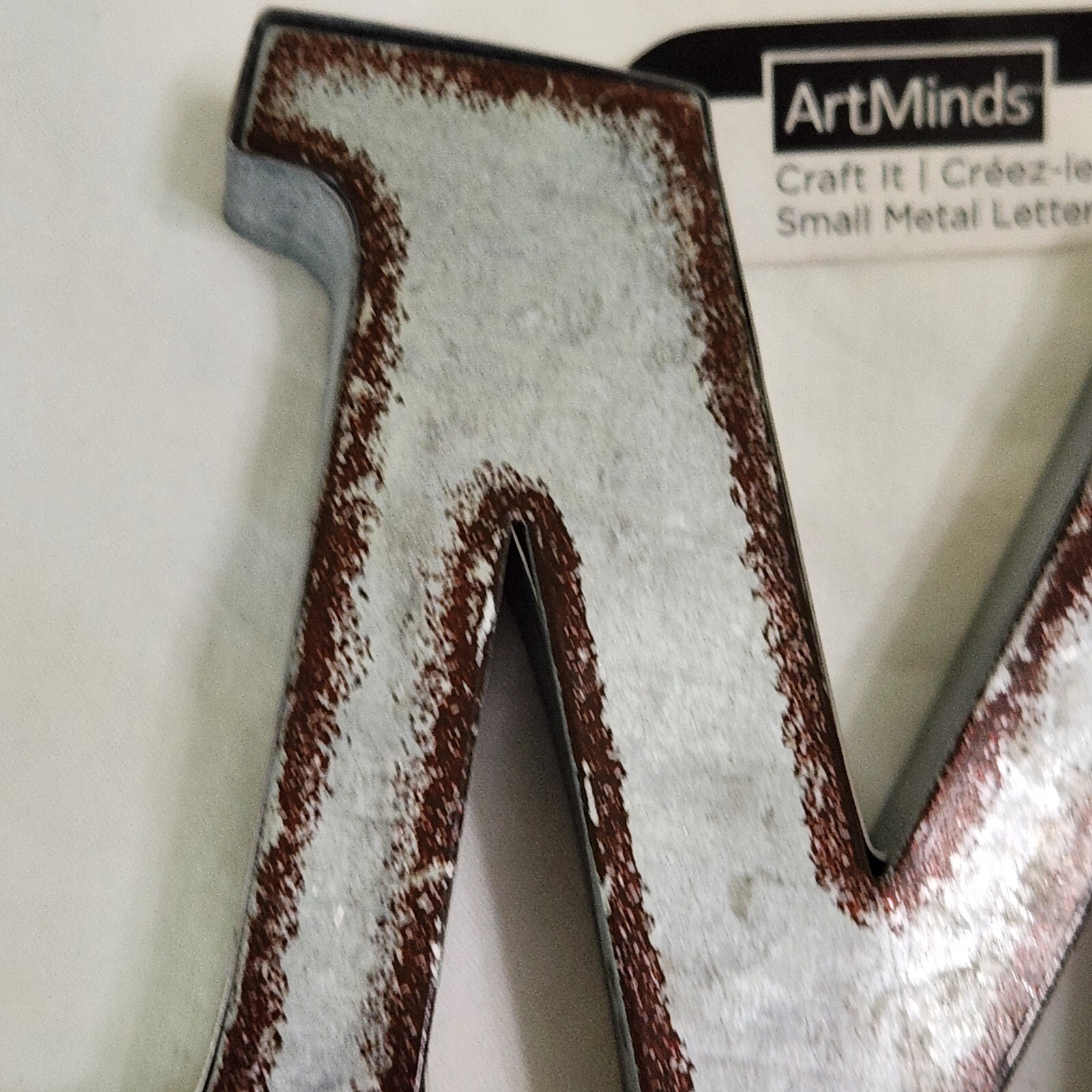NEW Small Metal Letter M Hangable Decor Craft It ArtMinds Distressed Silver -BB